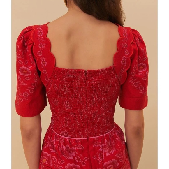 FARM RIO OLIVIA SMOCKED FLORAL PRINT ROMPER WITH CUTOUTS - Picture 6 of 14